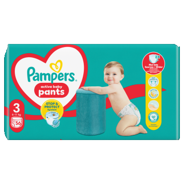 Scutece-chilotel Pants Marimea 3 pentru 6-11 kg, 56 bucati, Pampers