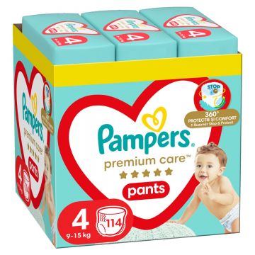 Scutece-chilotel Premium Care Pants XXL Box Marimea 4 pentru 9-15 kg, 114 bucati, Pampers