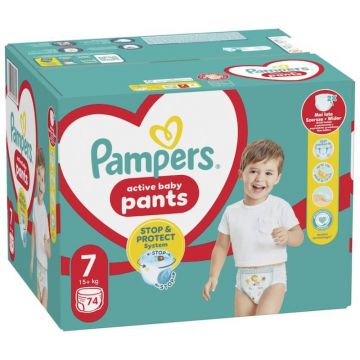 Scutece Pants Junior Marimea 7 pentru 15 kg+ Mega Box, 74 bucati, Pampers