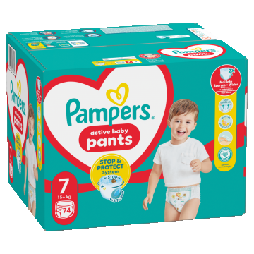 Scutece Pants Junior Marimea 7 pentru 15 kg+ Mega Box, 74 bucati, Pampers