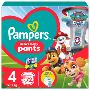 Scutece Pants Patrula Catelusilor Nr. 4 pentru 9-15 kg, 72 bucati, Pampers