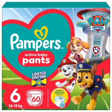 Scutece Pants Patrula Catelusilor Nr. 6 pentru 14 -19kg, 60 bucati, Pampers