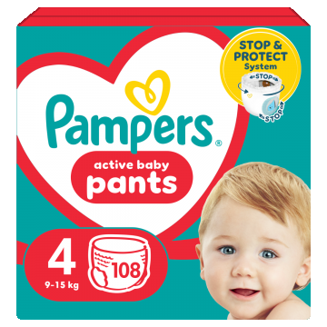 Scutece Pants Stop&Protect Nr. 4 pentru 9-15 kg, 108 bucati, Pampers
