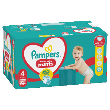Scutece Pants Stop&Protect Nr. 4 pentru 9-15 kg, 108 bucati, Pampers
