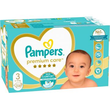 Scutece Premium Care Nr.3 pentru 6-10 kg, 120 bucati, Pampers