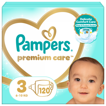 Scutece Premium Care Nr.3 pentru 6-10 kg, 120 bucati, Pampers