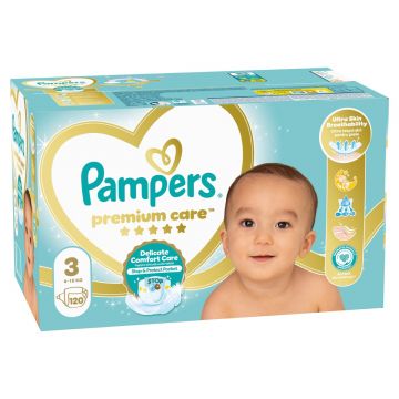 Scutece Premium Care Nr.3 pentru 6-10 kg, 120 bucati, Pampers