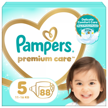 Scutece Premium Care Nr.5 pentru 11-16 kg, 88 bucati, Pampers