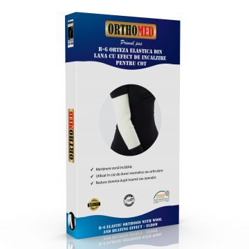 Orteza pentru cot elastica din lana cu efect de incalzire Orthomed - S Orteza pentru cot elastica din lana cu efect de incalzire Orthomed - S