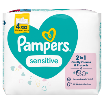 Pachet Servetele umede Sensitive, 208 bucati, Pampers