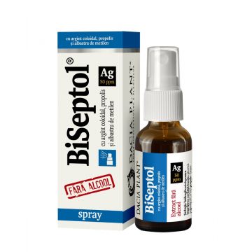 Biseptol Spray cu argint coloidal, 20ml, Dacia Plant