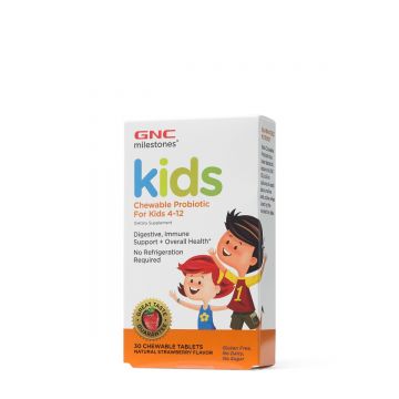 Probiotice masticabile cu aroma de capsuni pentru copii, 30 tablete masticabile, GNC