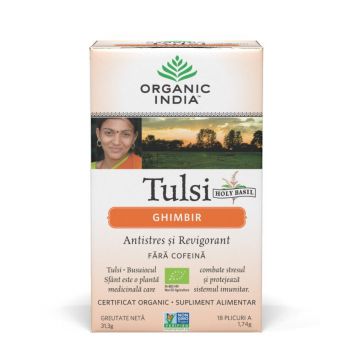 Tulsi Ceai de Ghimbir, 18 plicuri, Organic India