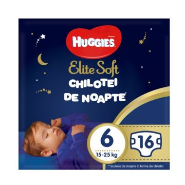 Huggies Pants Elite Soft de Noapte, Nr.6, 15-25kg, 16 bucati