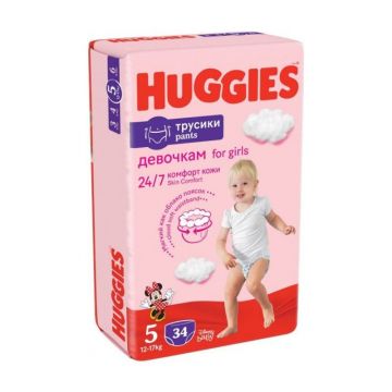 Huggies Pants Jumbo Girl, Nr.5, 12-17 kg, 34 bucati