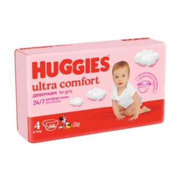 Huggies Ultra Comfort Mega Girl, Nr. 4, 8-14 kg, 66 bucati