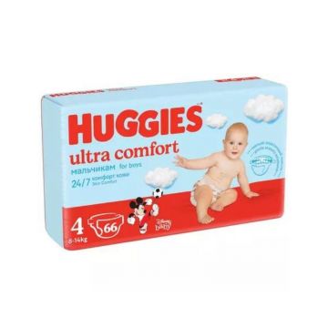 Scutece Ultra Comfort Boy Nr. 4, 8-14 kg, 66 bucati, Huggies