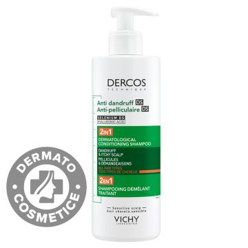 Sampon si balsam 2 in 1 anti-matreata pentru toate tipurile de par Dercos, 390ml, Vichy
