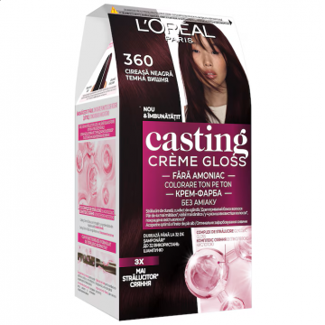 Vopsea de par semi-permanenta fara amoniac Casting Creme Gloss 360 Cireasa Neagra, 180ml, L'Oreal Paris