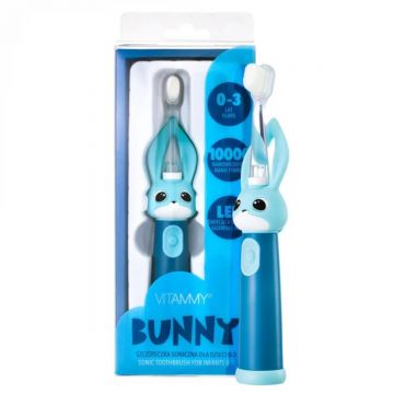 Periuta de dinti electrica Vitammy Bunny Light Blue, pentru copii 0-3 ani