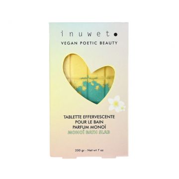 Tableta efervescenta pentru baie in forma de ciocolata cu parfum de monoi, 200g, Inuwet