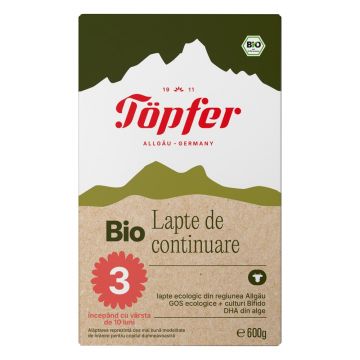 Lapte praf Bio 3 de la 10 luni, 600g, Topfer