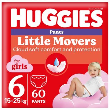 Scutece-chilotel Pants Box Marimea 6 pentru fete de 15-25kg, 60 bucati, Huggies