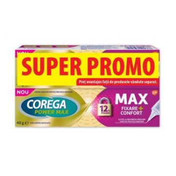 Corega Max Fixare + Confort Crema adeziva 40 g 1+1