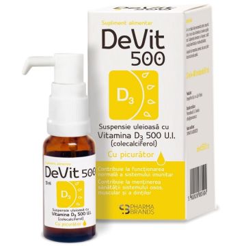 Devit 500 susp uleioasa cu Vit D3 500UI cu picurator. 20ml
