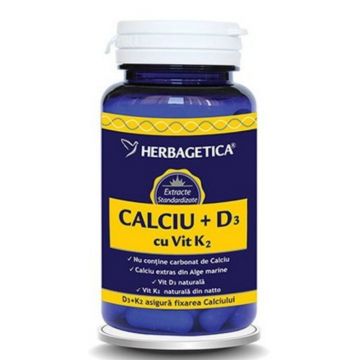 HERBAGETICA Calciu + vitamina D3 + K2, 30 capsule