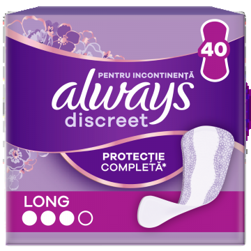 Absorbante pentru incontinenta urinara Discreet Long, 40 bucati, Always
