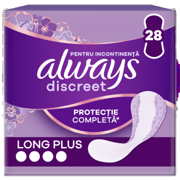 Absorbante pentru incontinenta urinara Discreet Long Plus, 28 bucati, Always