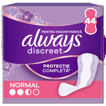 Absorbante pentru incontinenta urinara Discreet Normal, 44 bucati, Always