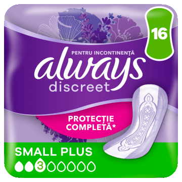 Absorbante pentru incontinenta urinara Discreet Small Plus, 16 bucati, Always