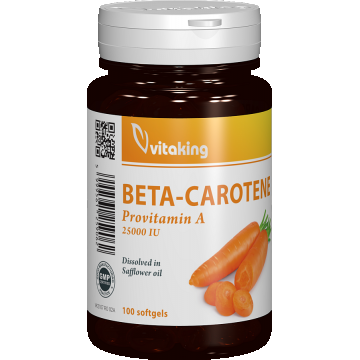 Beta-caroten natural 25000UI, 100 capsule gelatinoase, Vitaking