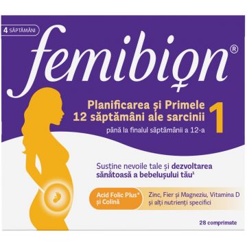 Femibion 1 Planificarea si Primele 12 Saptamani ale Sarcinii, 28 comprimate filmate