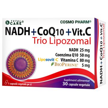 NADH + CoQ10 + Vitamina C Trio Lipozomal, 30 capsule vegetale, Cosmopharm