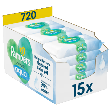 Pachet servetele umede Aqua Harmonie, 15 x 48 bucati, Pampers