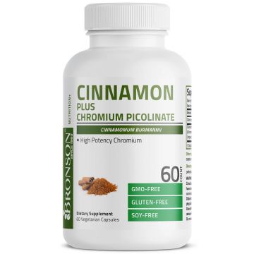 Cinnamon 2000mg Plus Chromium Picolinate, 60 capsule, Bronson Laboratories