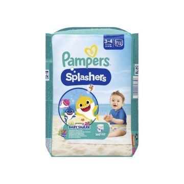 Scutece chilotel pentru apa Splashers Baby Shark, Marimea 3-4, 6-11 kg, 12 bucati, Pampers Scutece chilotel pentru apa Splashers Baby Shark, Marimea 3-4, 6-11 kg, 12 bucati, Pampers