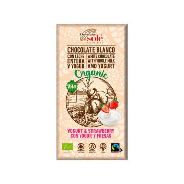 Chocolates Sole Ciocolata bio cu iaurt si capsuni, 100g Chocolates Sole Ciocolata bio cu iaurt si capsuni, 100g
