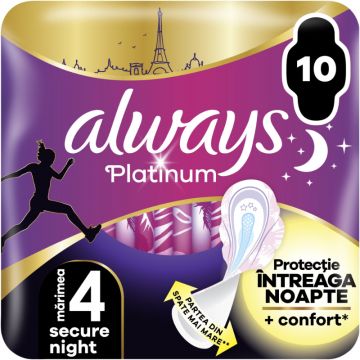 Absorbante Platinum Secure Night, 10 bucati, Always