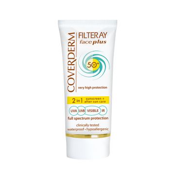 Crema de fata cu SPF50+ pentru piele grasa-acneica 2in1 Filteray Face Plus Tinted Soft Brown, 50ml, Coverderm