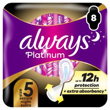 Absorbante Platinum Secure Night Extra, 8 bucati, Always