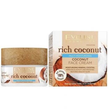 Crema hidratanta multi-moisturizing Eveline Cosmetics Rich Coconut, 50 ml