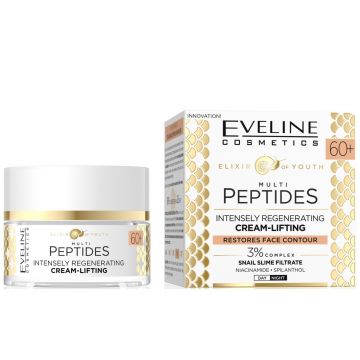 Crema intensiv regeneratoare-lifting pentru ten matur Eveline Cosmetics Multi Peptides, 60+, 50 ml