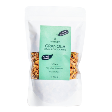 Granola cu caju si fulgi de cacao, 450g, Unison