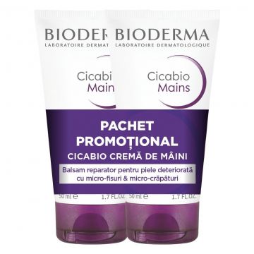 Pachet Crema de maini Bioderma Cicabio, 50 ml + 50 ml