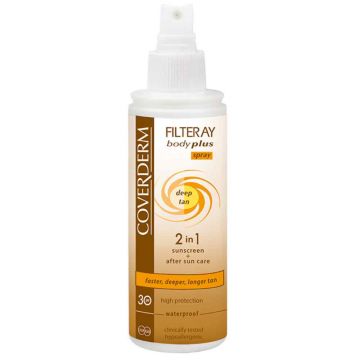 Spray de corp Filteray Body Deep Tan SPF30, 150ml, Coverderm Spray de corp Filteray Body Deep Tan SPF30, 150ml, Coverderm