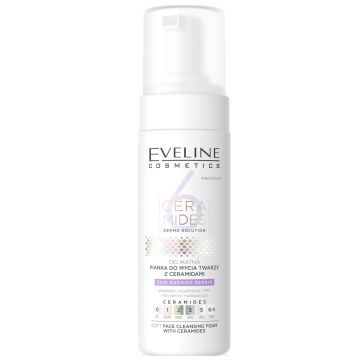 Spuma delicata de curatare a fetei cu ceramide pentru ten uscat si sensibil, Eveline Cosmetics 6 Ceramides,150 ml